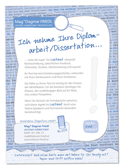 Plakatdesign Lektorat Diplomarbeit Dissertation