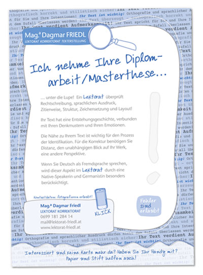 Plakatdesign Lektorat Diplomarbeit Masterthese, by alexandra della toffola | grafiker/in in Wien